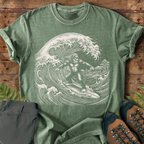 Bigfoot Surfing Wave T-shirt