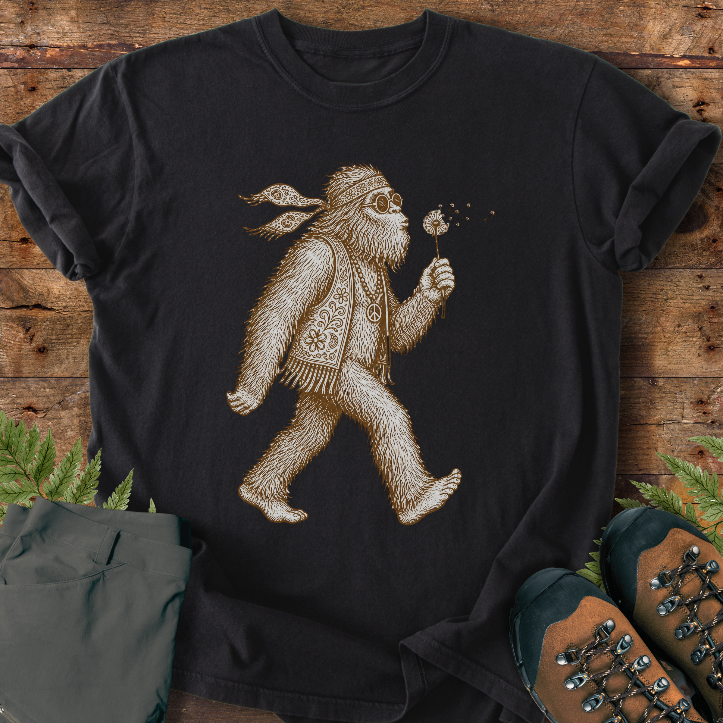 Hippie Bigfoot Dandelion T-Shirt