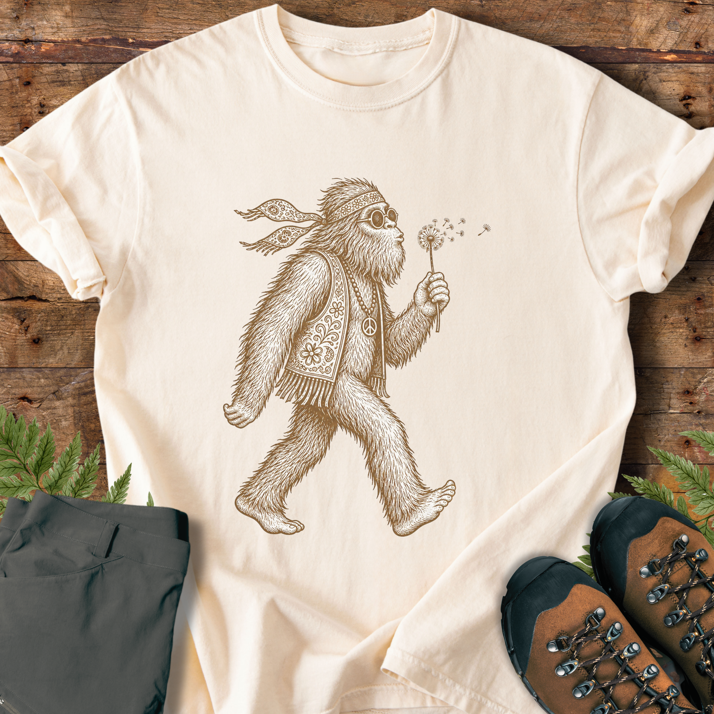 Hippie Bigfoot Dandelion T-Shirt