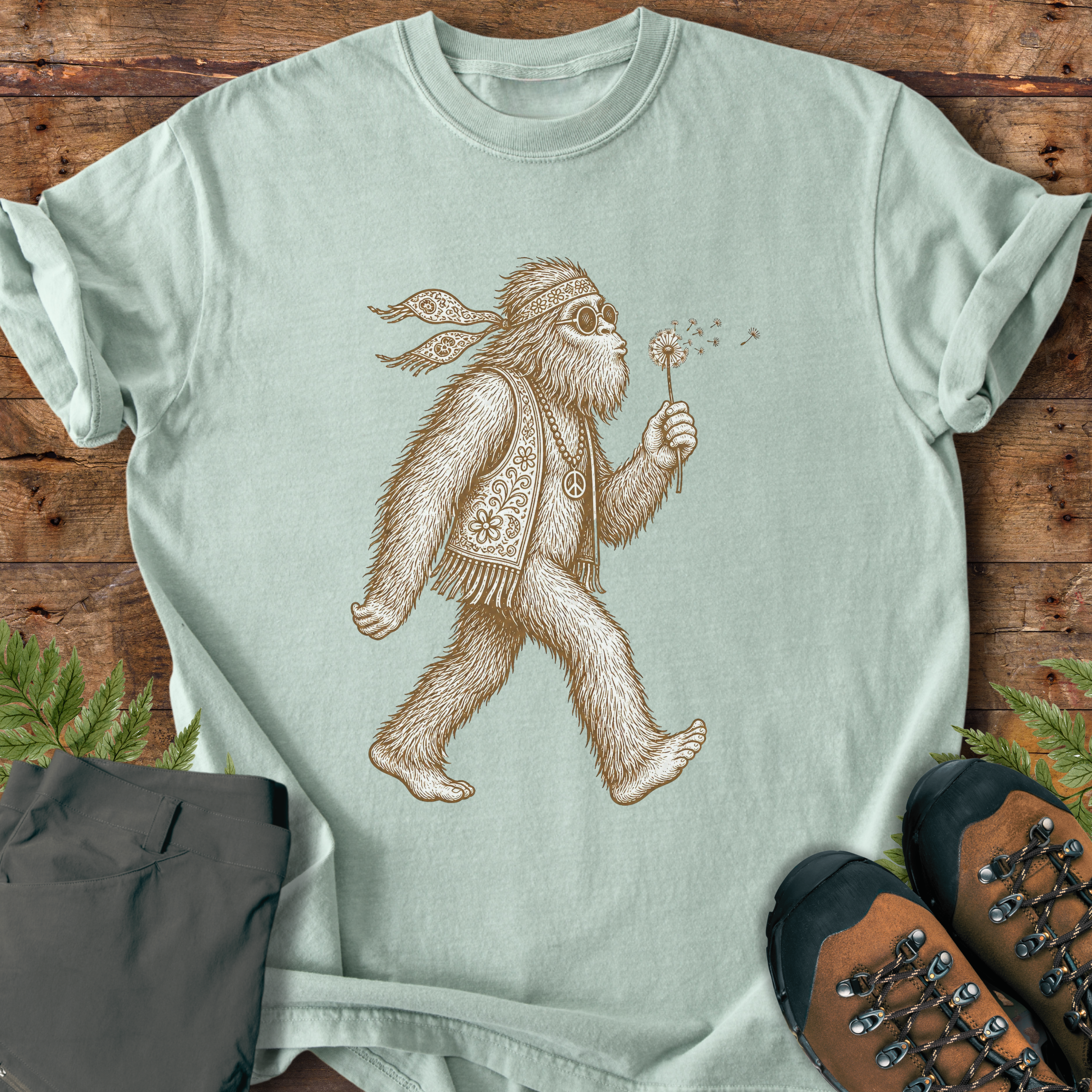 Hippie Bigfoot Dandelion T-Shirt