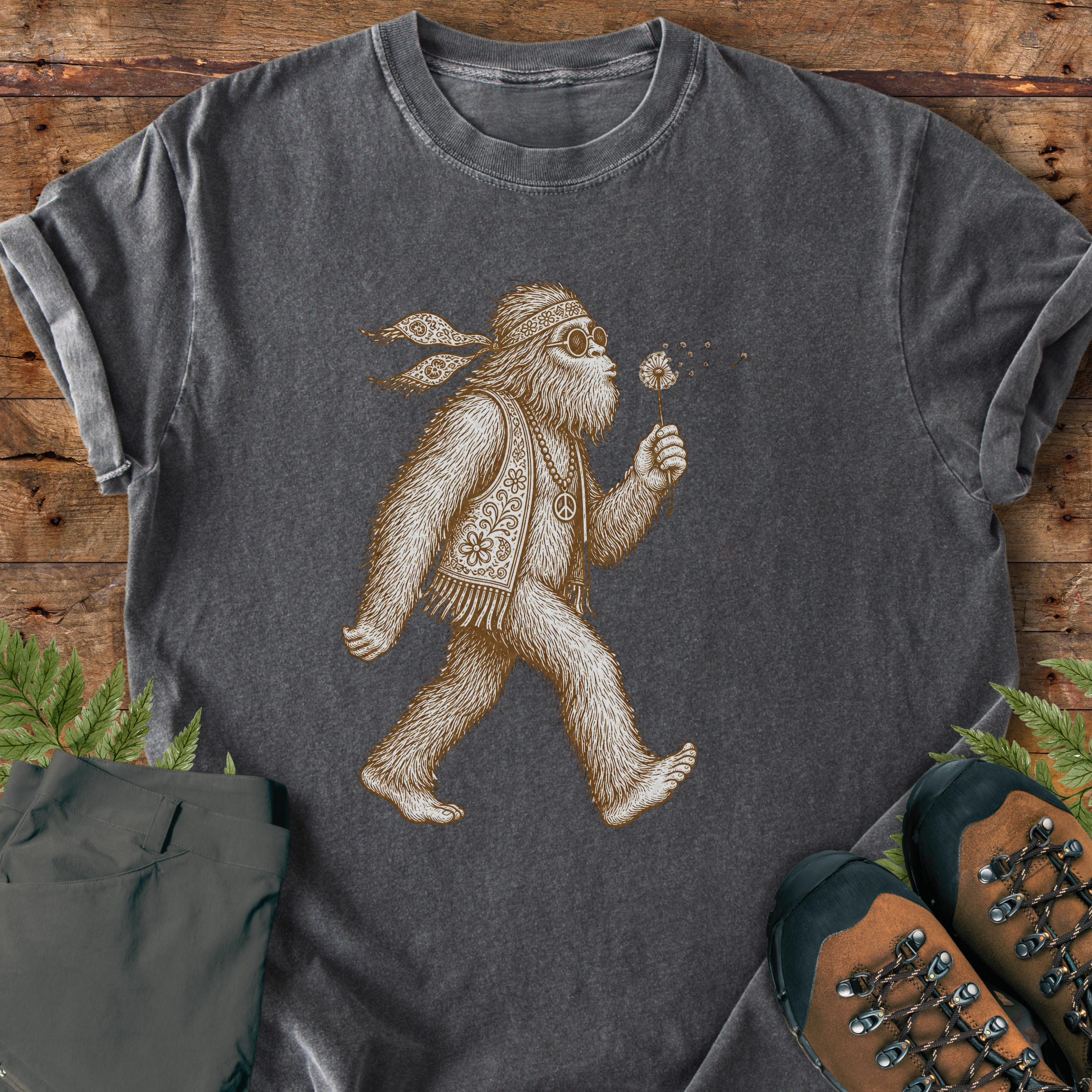 Hippie Bigfoot Dandelion T-Shirt