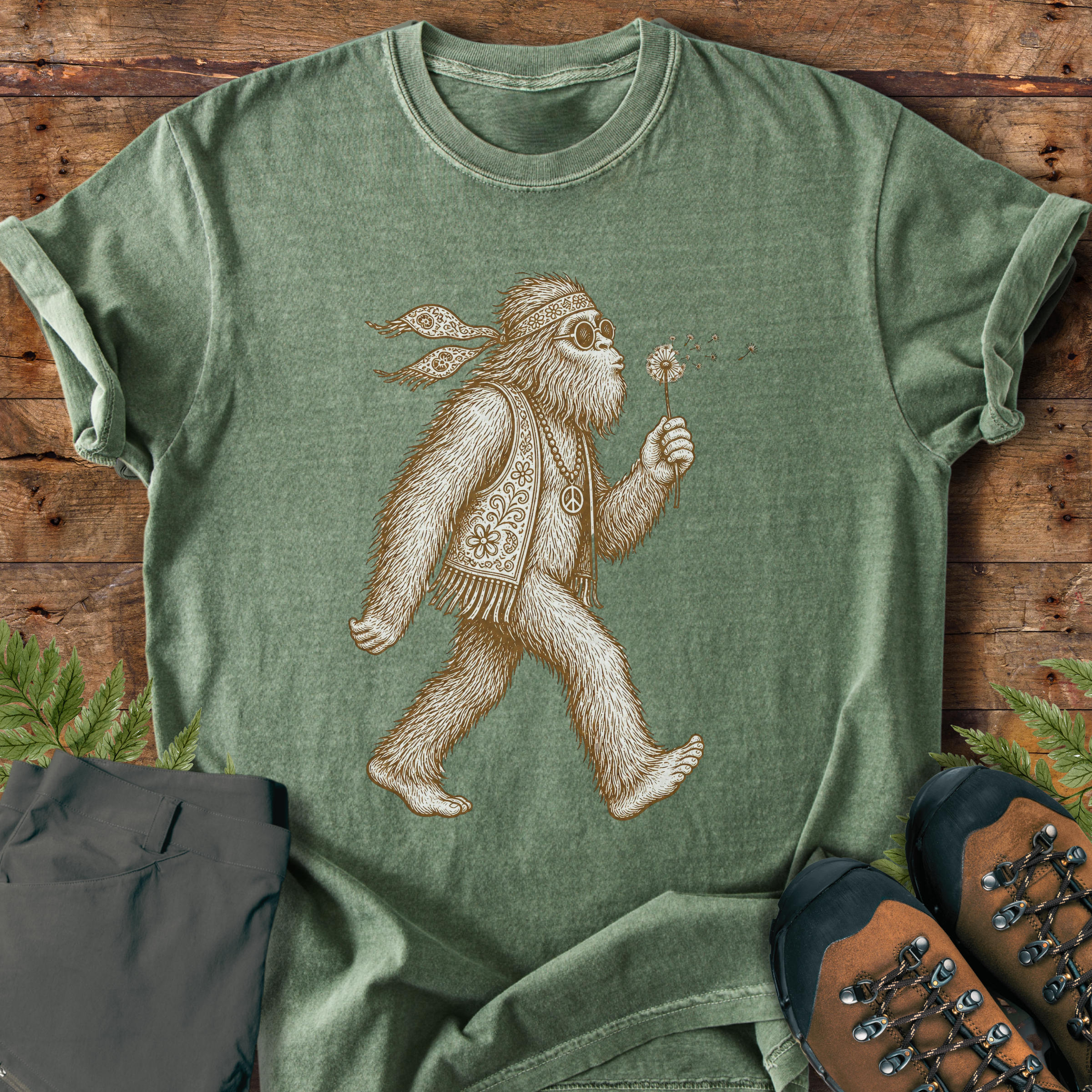Hippie Bigfoot Dandelion T-Shirt