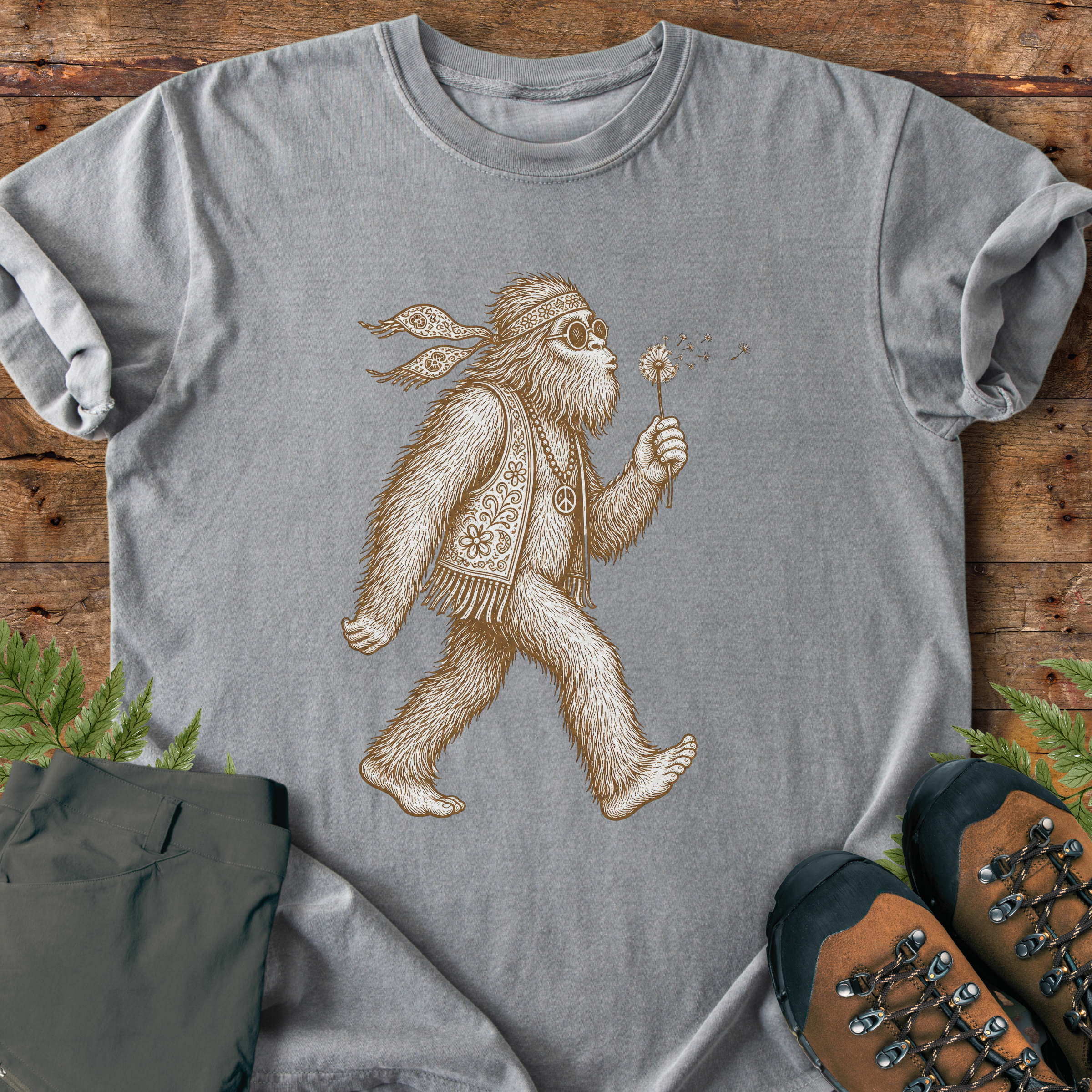 Hippie Bigfoot Dandelion T-Shirt