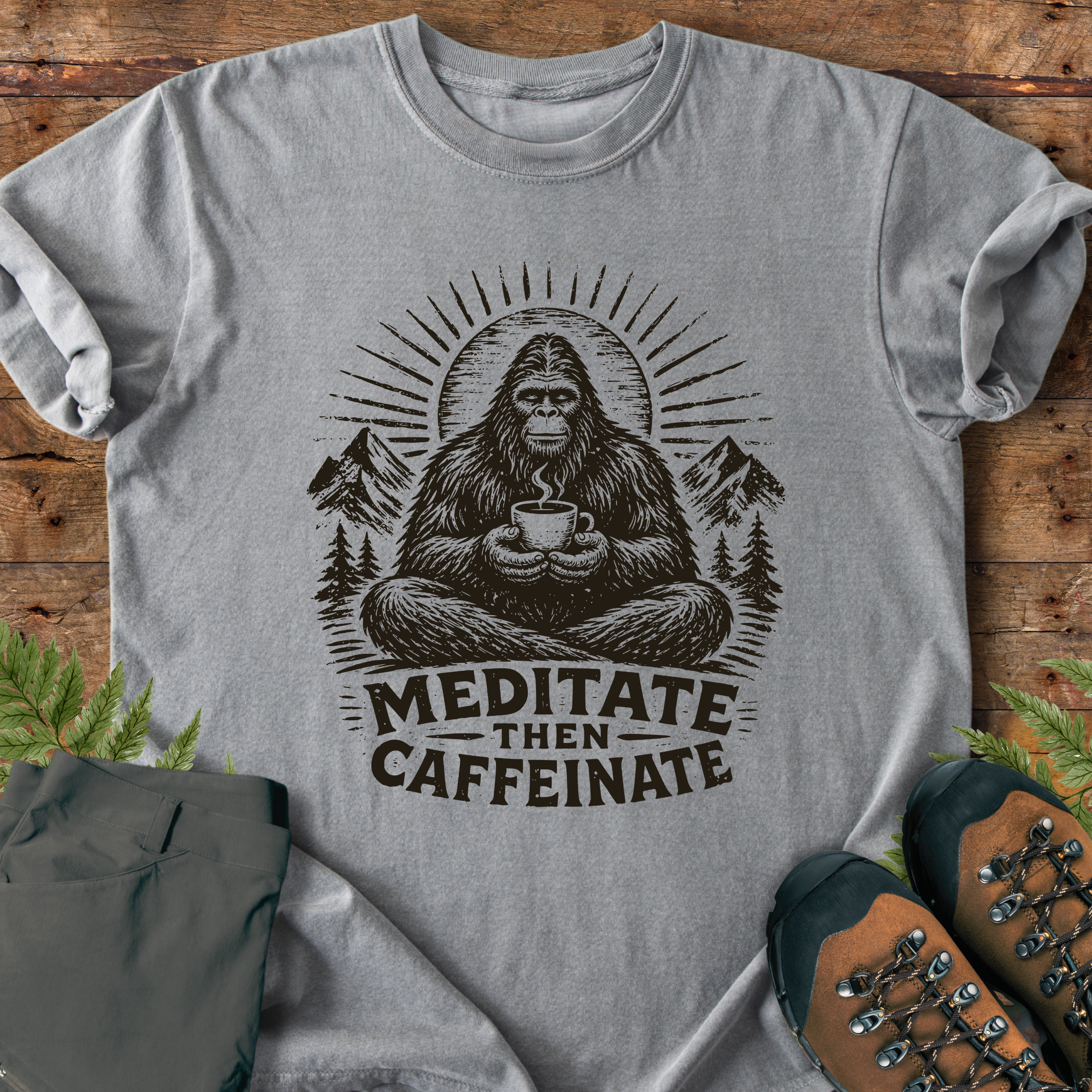 Bigfoot Meditate then Caffeinate T-Shirt