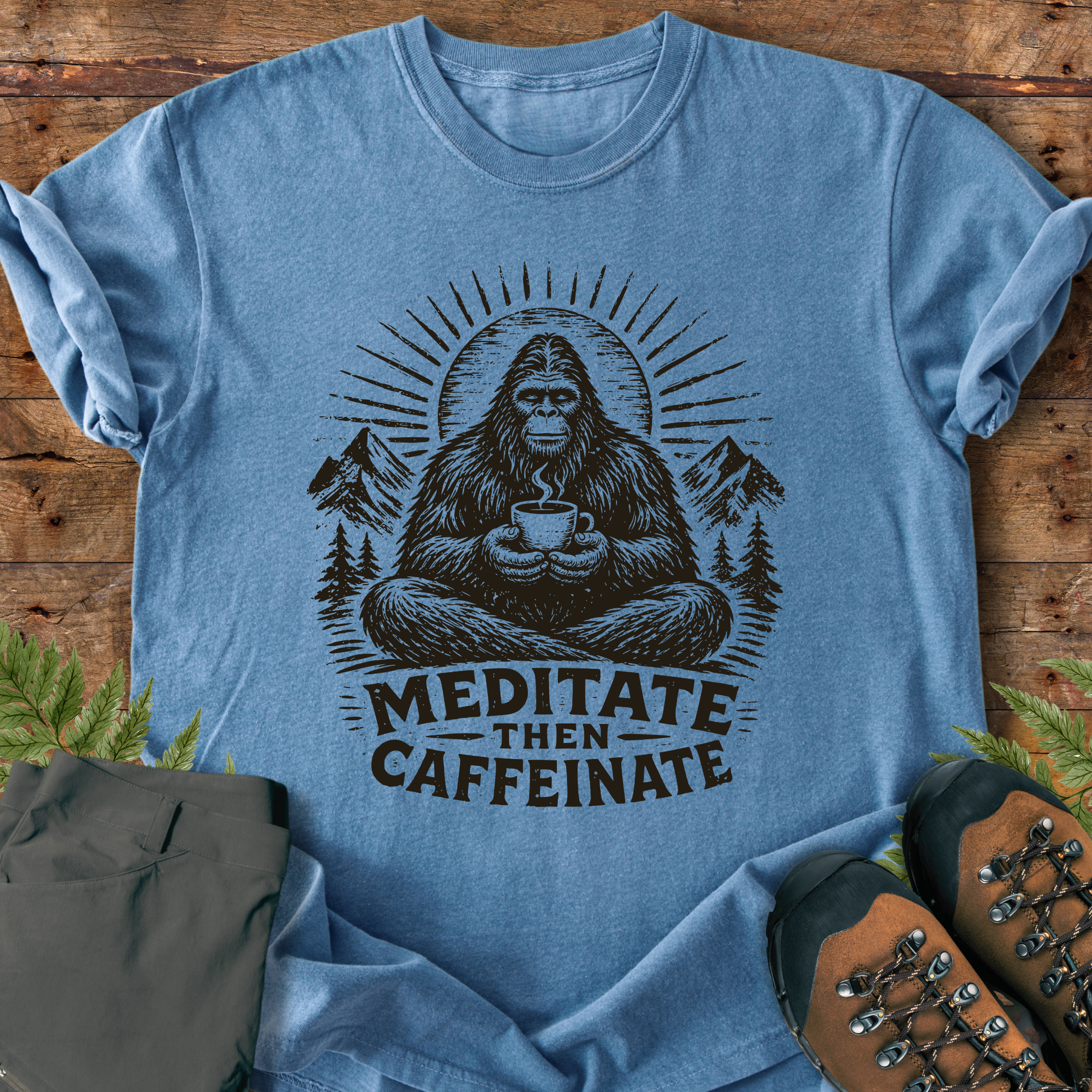 Bigfoot Meditate then Caffeinate T-Shirt